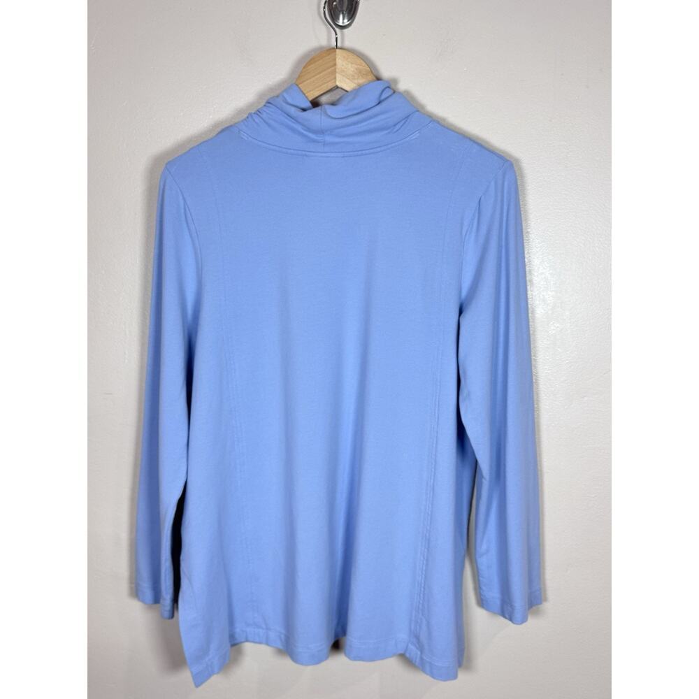J. Jill Womens Tunic Pima Cotton Modal Stretch Cowl Neck Blue Preppy Coastal L - Picture 9 of 10